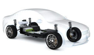 maquette de voiture électrique avec une batterie électrique